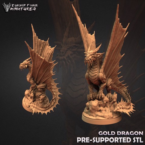 Image of Adult Gold Dragon (supported)