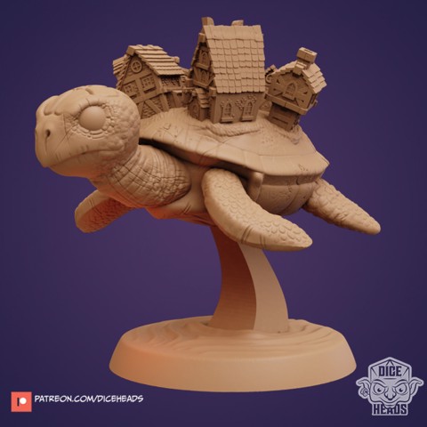Image of Giant Turtle With Village (pre-supported included)