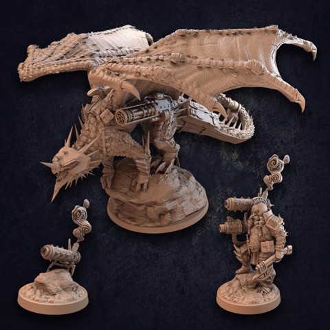 Image of Dwarf Trapper & Dragon Pack - Presupported
