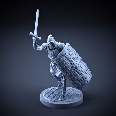 Image of Skeleton - Heavy Infantry - Sword + Square Shield - Attacking Pose