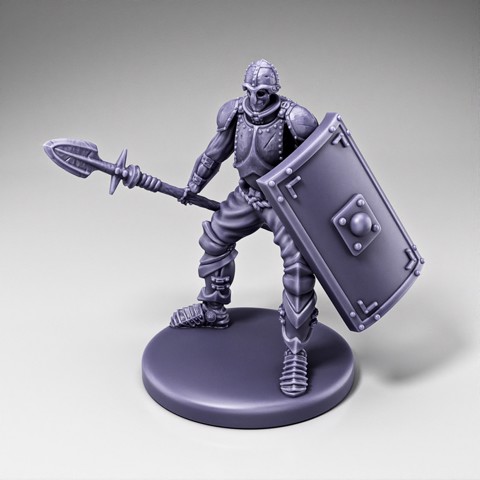 Image of Skeleton - Infantry - Spear + Scutum Shield - Ready Pose