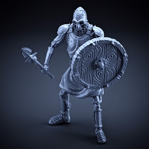 Image of Skeleton - Heavy Infantry - Spear + Round Shield - Idle Pose