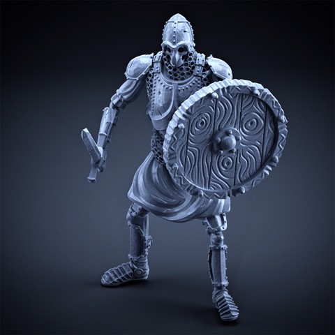 Image of Skeleton - Heavy Infantry - Sword + Round Shield - Idle Pose
