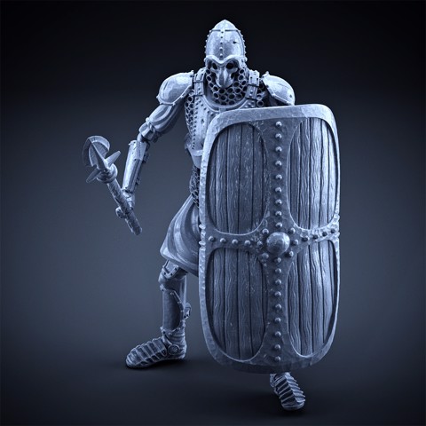 Image of Skeleton - Heavy Infantry - Spear + Square Shield - Idle Pose