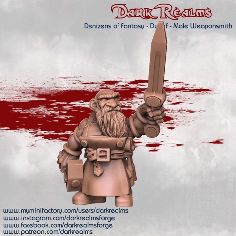 Image of Dark Realms Denizens of Fantasy - Dwarf Male Weaponsmith