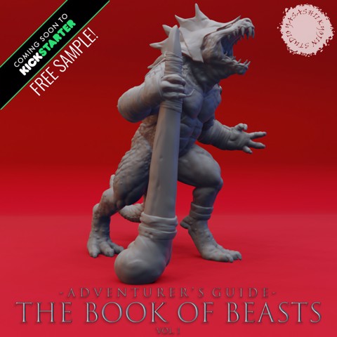 Image of Lizardfolk War Chief - Book of Beasts KS Sample - Tabletop Miniature (Pre-Supported)