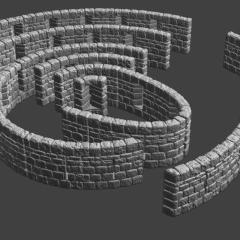 Image of Dungeon Stone Wall-On-Tile Curved