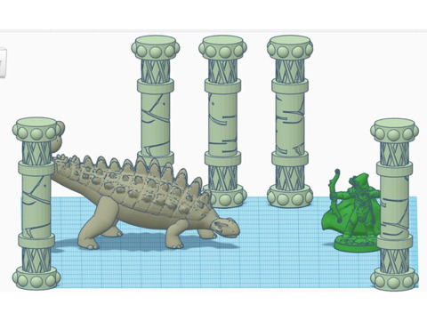 Image of Erol Otus Inspired Ankylosaurus Pillars (for 28mm RPG gaming)