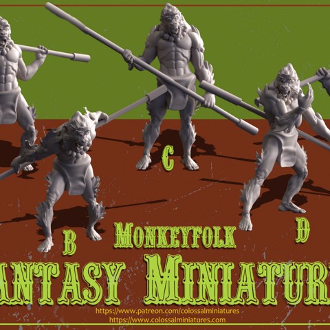 Image of Monkeyfolk Fantasy Bundle, 5 minis - PRE-SUPPORTED