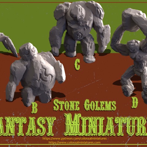 Image of Stone Golem Bundle, 5 minis - PRE-SUPPORTED