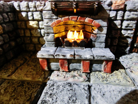 Image of Lighted Fireplace for RPG - Cheminee Eclairable RPG