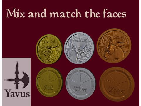 Image of Gold, Silver and Copper Coins for Roleplaying Games