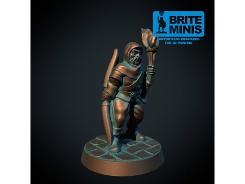 Image of Hireling with torch 28mm (supportless, FDM friendly)