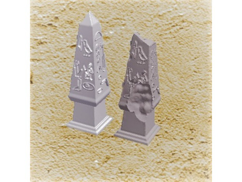 Image of Miniature Egyptian Obelisks New and Decaying