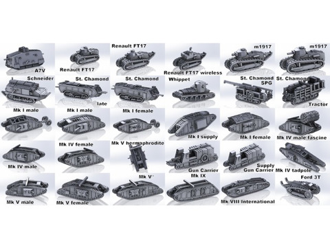 Image of 1-200 WWI tanks and vehicles