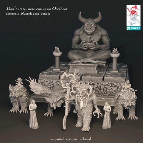 Image of Don't stare, here comes an Owlbear - Demon Idol diorama and various Owlbears bundle 15
