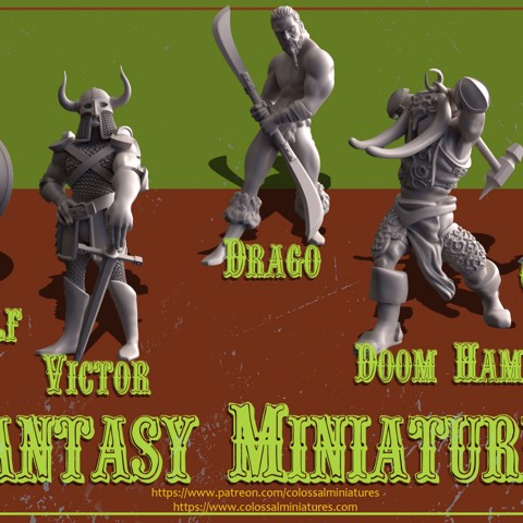 Image of Fantasy Series 19 Bundle, 5 Warrior minis - PRE-SUPPORTED