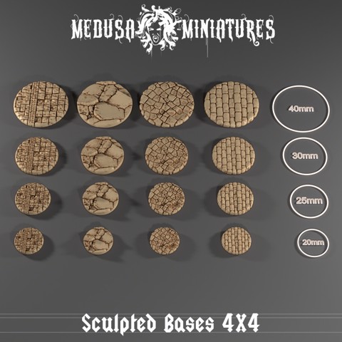 Image of Pre-supported Sculpted bases 20mm 25mm 30mm 40mm