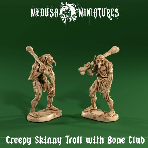 Image of Creepy Skinny Troll with Bone Club