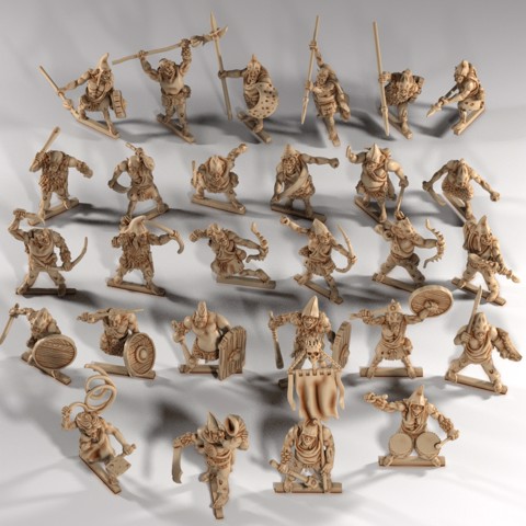 Image of Orc Thugs - Spears, Archers, Shields, Slashers and Command 28 minis set