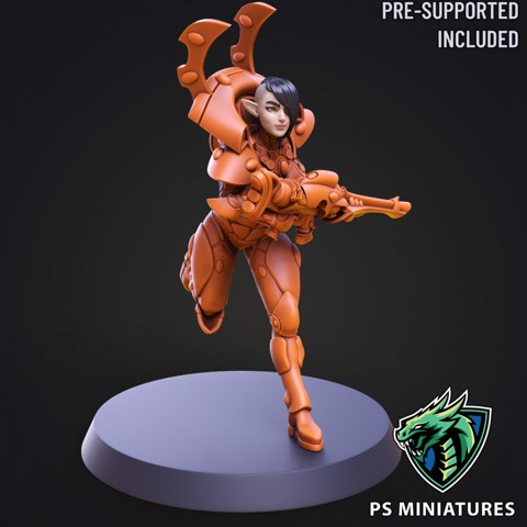 Image of Space Elf Female Soldier Pose 3 - 7 Variants and 2 Pinups