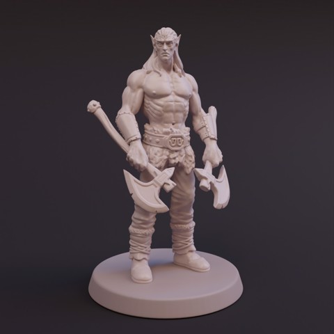 Image of Elf Barbarian - Tabletop Miniature - DnD