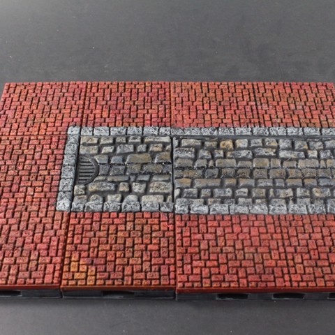 Image of OpenForge Cobblestone Streets: Manholes Against Curb