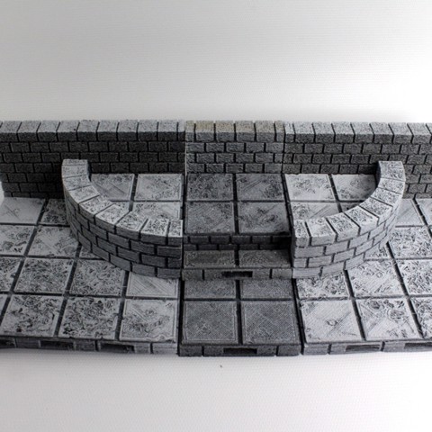 Image of OpenForge Cut-Stone OpenLOCK Curved Half Height Walls