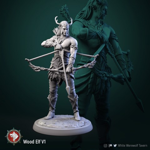 Image of Archer wood elf 1 32mm pre-supported