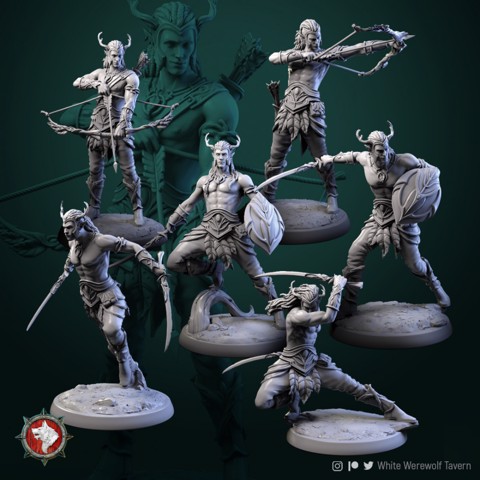 Image of Wood elves set 6 miniatures 32mm pre-supported