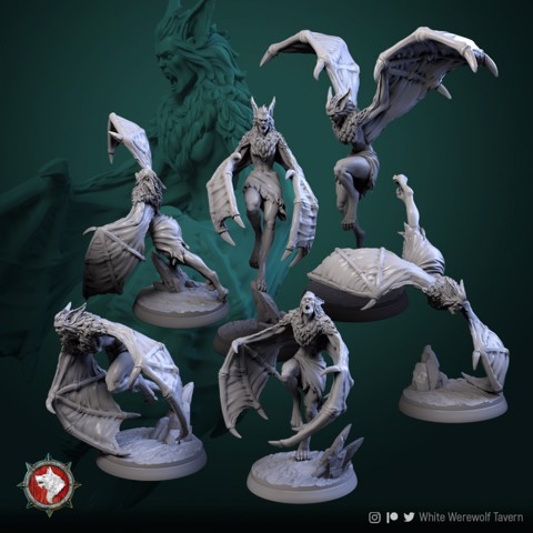 Image of Vampires batform 6 miniatures 32mm pre-supported