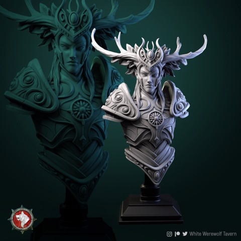 Image of Tarniel wood elf king bust pre-supported