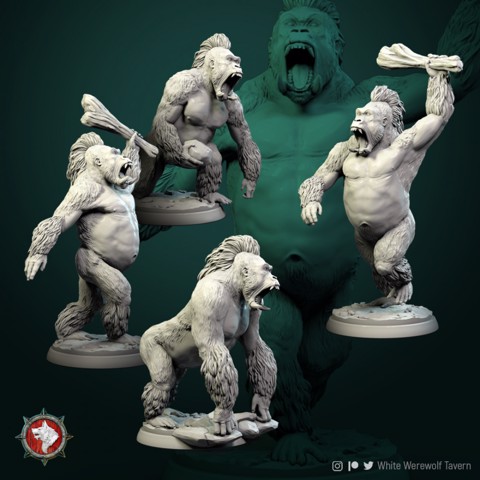 Image of Crushing monkey 4 miniatures set 32mm pre-supported