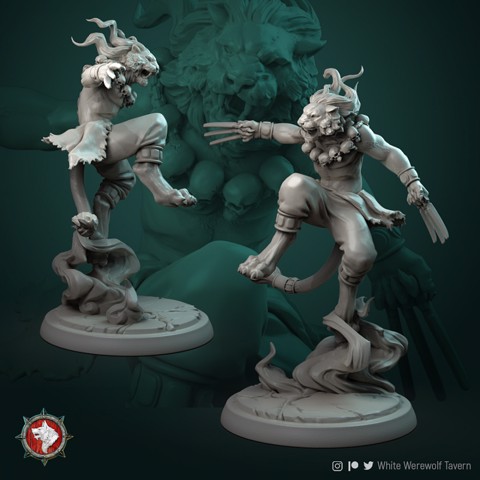 Image of Tabaxi warrior 32mm pre-supported