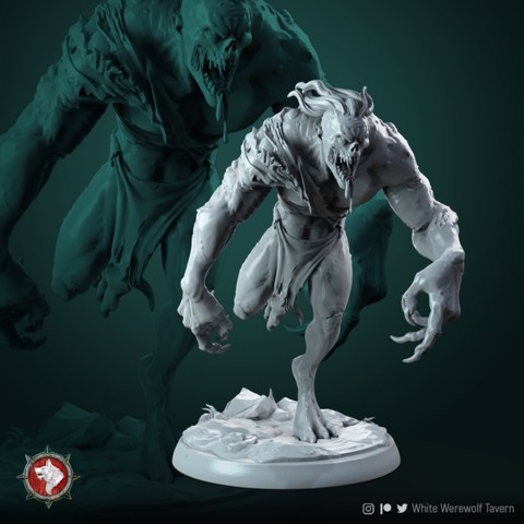 Image of Ghoul 1 miniature 32mm pre-supported