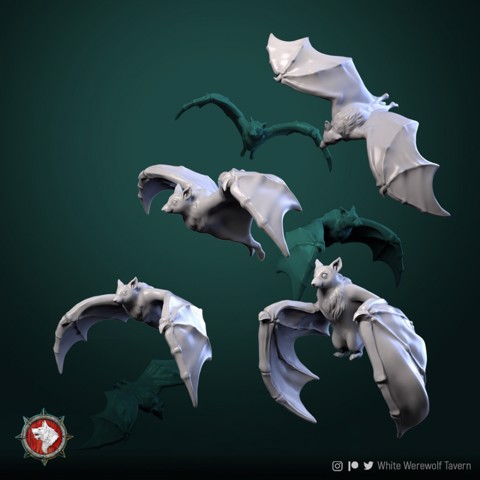 Image of Bats 4 miniatures 32mm pre-supported