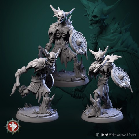 Image of Frost Skeletons set 3 miniatures 32mm pre-supported