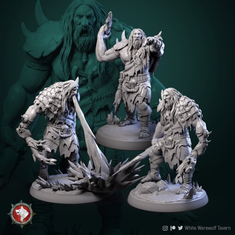 Image of Mountain Giants set 3 miniatures 32mm pre-supported