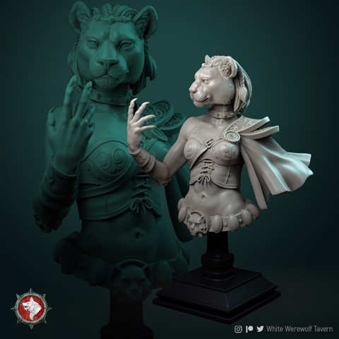 Image of Auria tabaxi female bust pre-supported