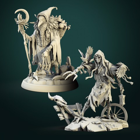 Image of Haunted Scarecrow and Kenku Druid 32mm pre-supported