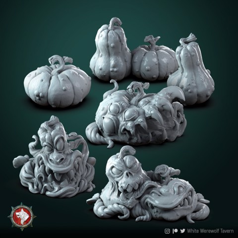 Image of Pumpkin mimics set 6 miniatures pre-supported