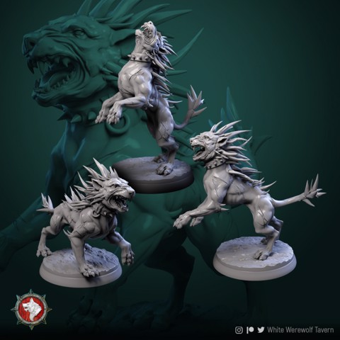 Image of Evil dogs 3 miniatures 32mm pre-supported