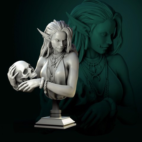 Image of Laedria the Necromancer bust pre-supported