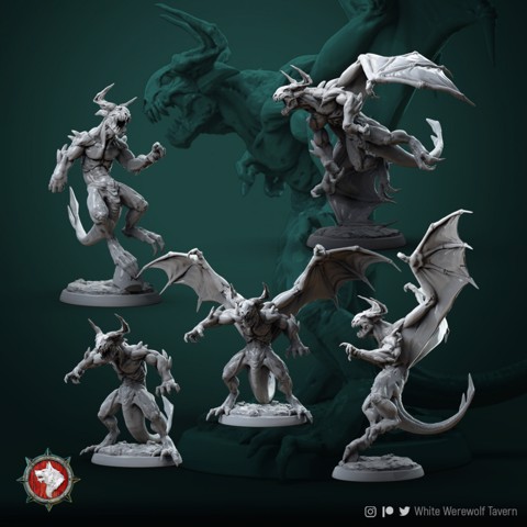 Image of Devils set 3 miniatures 32mm pre-supported
