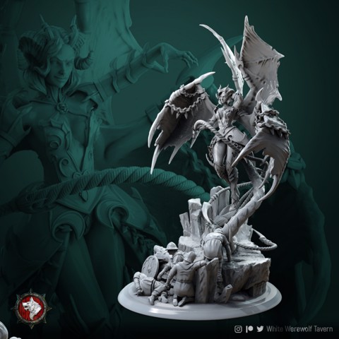Image of Zurae-Ta succubus diorama 75mm and 32mm pre-supported