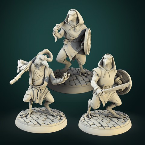 Image of Kenku warriors 3 miniatures 32mm pre-supported