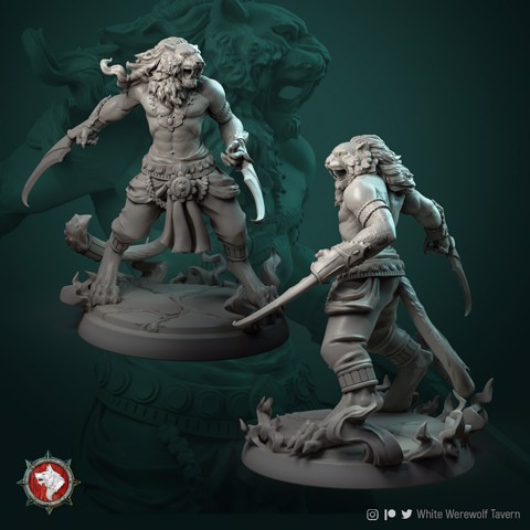 Image of Leonin tabaxi warrior 32mm pre-supported