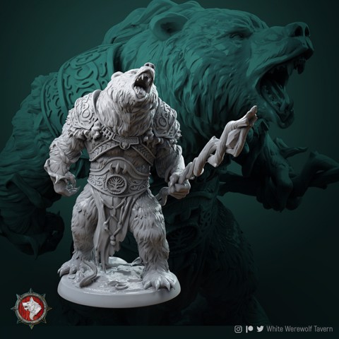 Image of Rafinus Ursa werebear 32mm and 75mm pre-supported