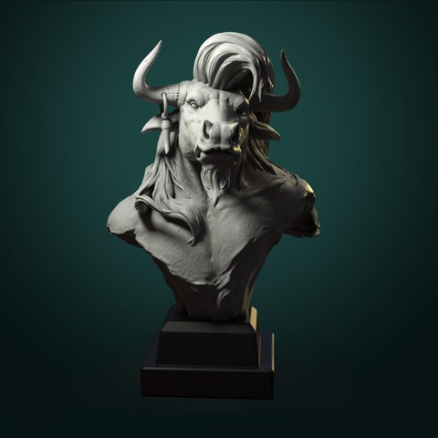 Image of Minotaur bust pre-supported