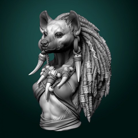 Image of Meirsoa Gnoll Matriarch bust pre-supported